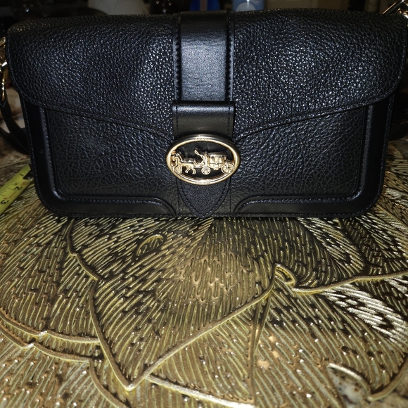 Coach Black Crossbody Bag with Gold Accents - Picture 1 of 7